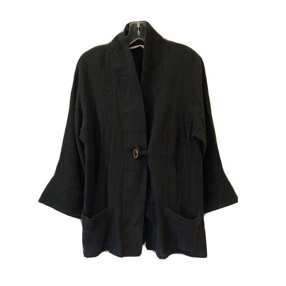 Soft Surroundings Topper Womens XS Black Cotton Knit One Button Cardigan Sweater - Picture 1 of 7